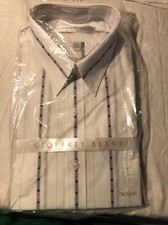 Men s Shirt Geoffrey Beene Size 16/32-33 New In Package White With Stripes
