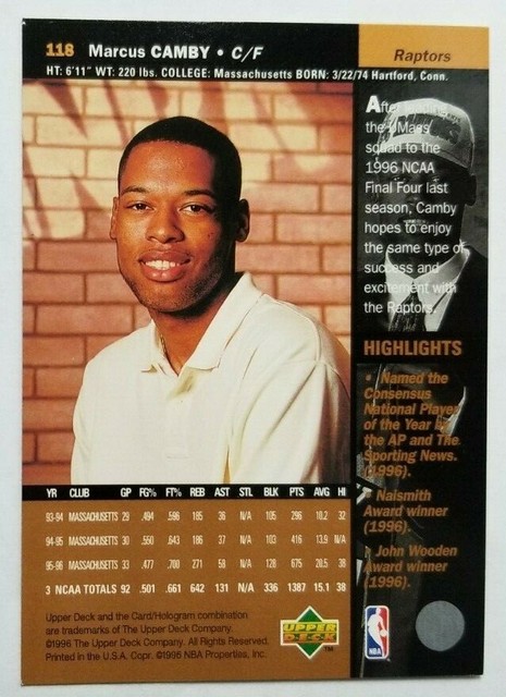 1996 97 Upper Deck Marcus Camby Rookie Card RC Toronto Raptors 
