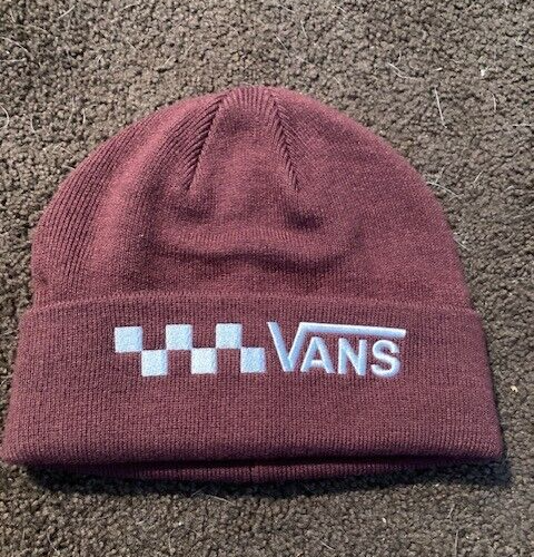 NWT VANS Off The Wall TRECKER KNIT BEANIE Fall Winter Cap WHT CHECK Adult - Picture 1 of 2