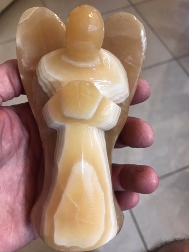 Figura de ángel tallada a mano artesanal de cristal de calcita naranja 003 - Imagen 5 de 12