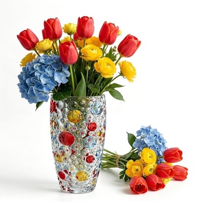 Blumenvase Glas Kristallvase Bunte Vintage Tischdeko 25x12cm für Blumenarrange