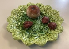 Vintage Earthenware Majolica Trompe L'oeil Fruit Plate
