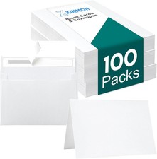 100 Pack 4x6 Blank Cards and Envelopes White Set