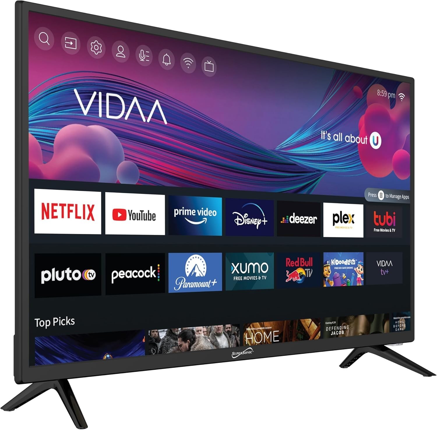 Supersonic SC-3226SDVD 32" LED Smart HDTV con DVD