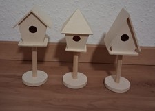3 x Deko Vogelhaus Vogelhäuschen Holz zum Aufstellen