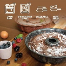 Carbon Steel 24cm Fluted Ring Bundt Pan Non-Stick Baking Mould Cake Tin Bakeware