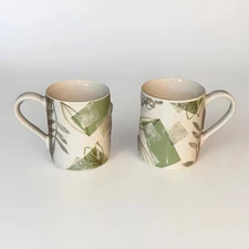 Corelle Coordinates 'TEXTURED LEAVES' 12 oz Coffee Mugs Tea Cups Set of 2