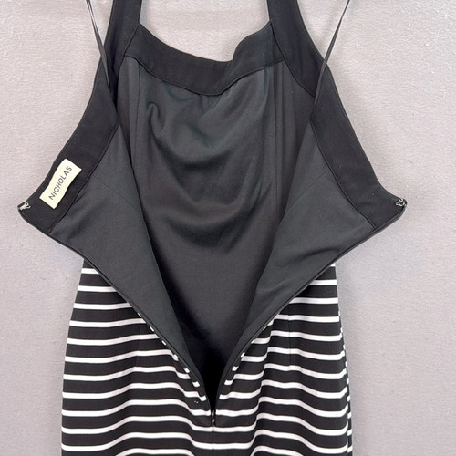 Nicholas - women’s Jane long Midi Black & White Striped Halter Dress W slit SZ S - Picture 8 of 9
