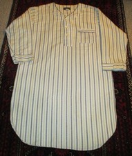 Vintage Botany 500 Men s Long Flannel Night Shirt, Med., White, Blue Stripes