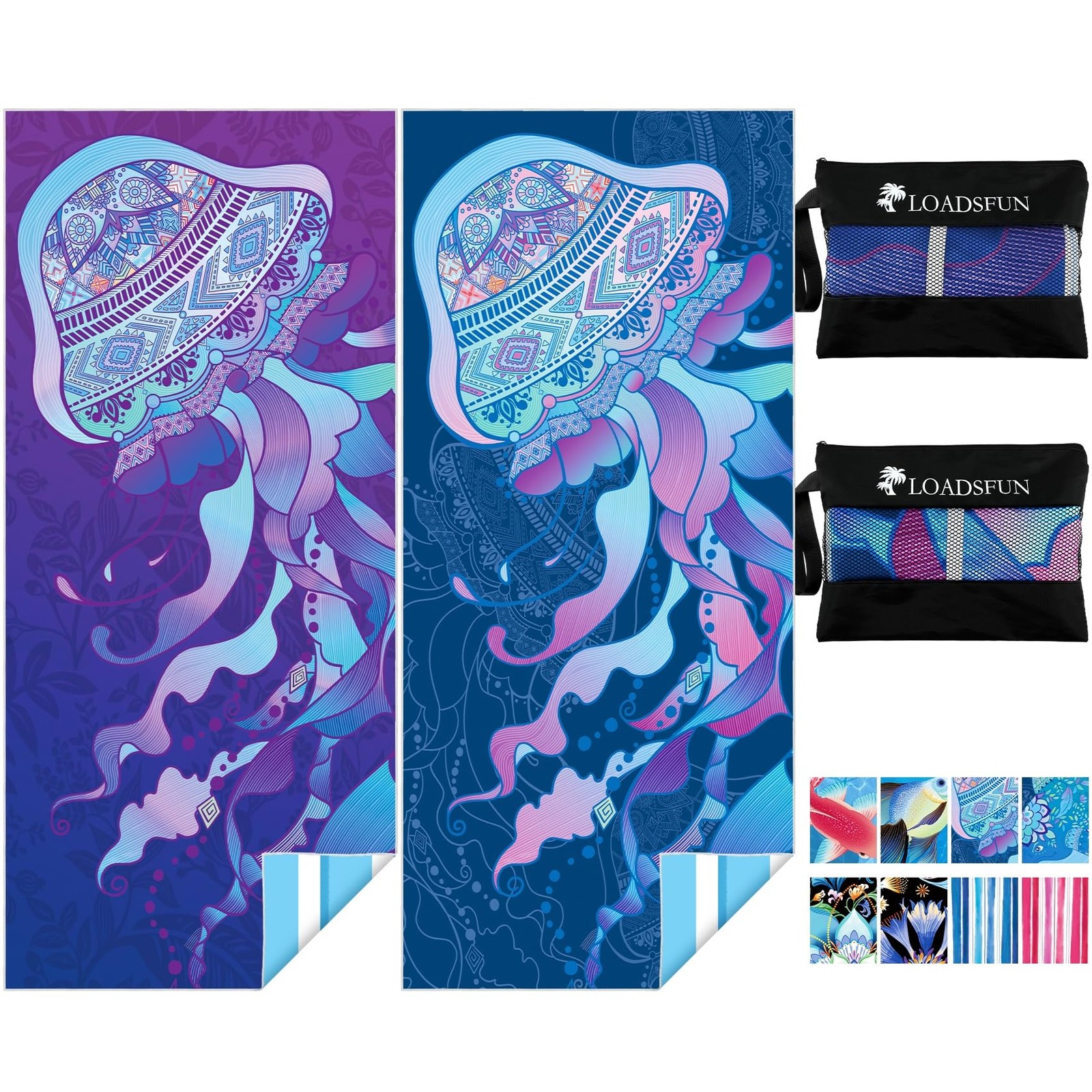 2 Pack Oversized Microfiber Beach Towels 72x32 Quick Dry Lightweight