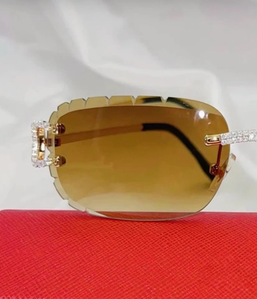 Gafas de sol cuadradas sin montura corte diamante 2025 - unisex estrás de lujo UV400 Foto 4 de 4