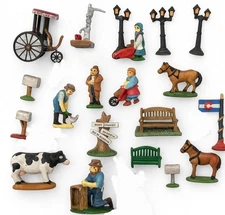 VTG Pewter Miniature Village Figurines People  Animals & More Liberty Falls 