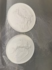 Vintage Pair ROYAL COPENHAGEN White Bisque Porcelain Wall Plaques Day & Night — photo 4