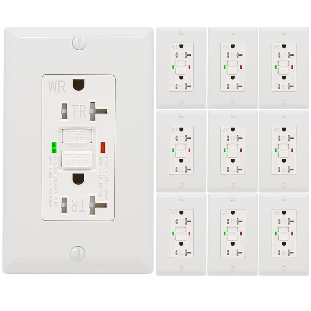 10 Pack - GFCI Outlet 20 Amp, UL Listed, Self-Test GFI Receptacles, TamperRes...