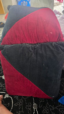 Red & Black Square Velvet/Fabric Upholstered Footstool Ottoman 40x40x40cm