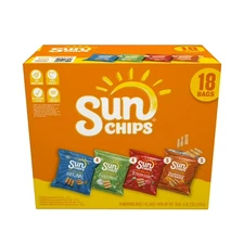SunChips 100% Whole Grain Snacks, 4 Flavor Variety Pack, 1 oz, 18 Count..