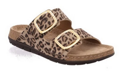 Rohde Pantolette Rodigo Braun Leopard Leder Slipper Schlappen Hausschuh Sandale