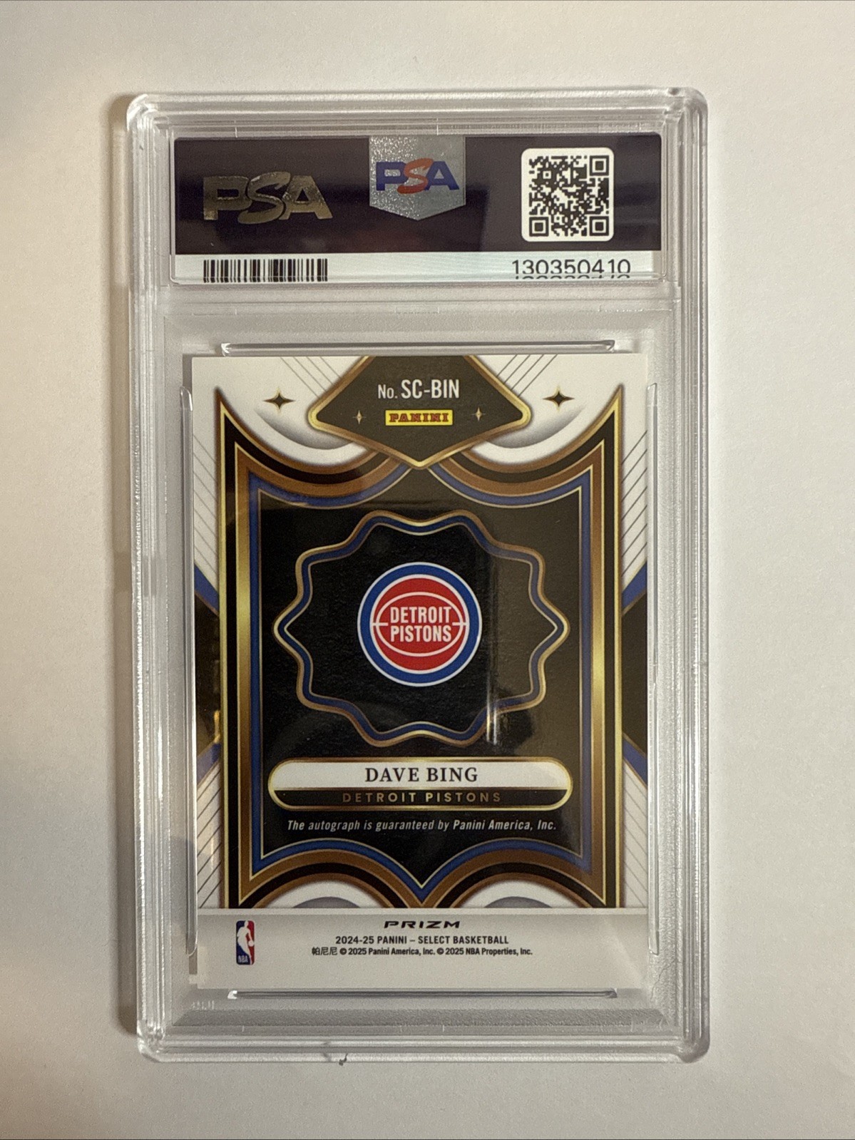 2024-25 Select Basketball Dave Bing Selection Committee Auto PSA 10 / POP 1 view 3