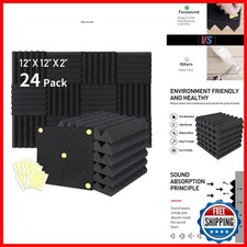 Focusound 24 Packs Acoustic Foam Panels 2" x 12" x 12", Soundproofing Foam