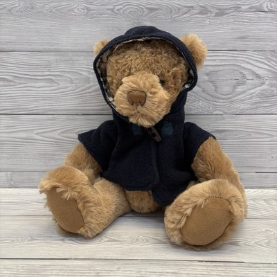 Burberry Düfte Teddybär mit dunkelblauem Dufflecoat Plüschtier Kuscheltier