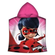 Miraculous Ladybug Hooded Bath Towel Poncho Pink | 60x120cm | 100% Cotton