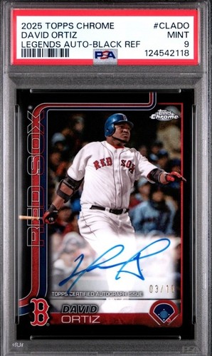 DAVID ORTIZ 2025 TOPPS CHROME LEGEND AUTO BLACK REFRACTOR /10 PSA 9 #CLADO