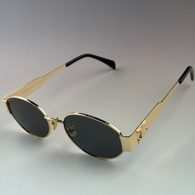 New In Box - Celine Women Men Sunglasses Triomphe Gold Metal Oval Frame Driving