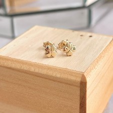 14KT Yellow Gold MINI TINY 4 Leaf Clover Post Stud Earrings NEW Youth Size