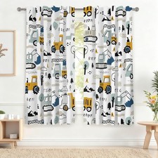 42 x 63 Inch Cartoon Car Curtains for Bedroom Living Room Construction Equipm...