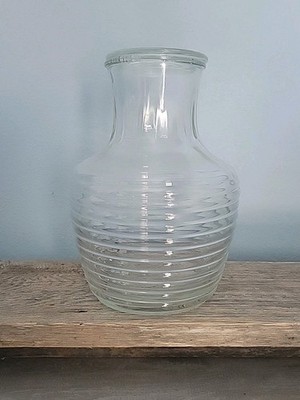 Vintage MCM Manhattan Glass Beehive Water Juice Carafe with Lid 