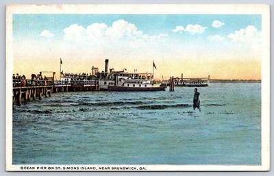 Antique Georgia BRUNSWICK Ocean Pier St. Simons Island c. 1908