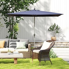 6' x 4' Rectangular Patio Umbrella Table Umbrella with 8 Sturdy Ribs Tilt