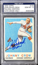 John David Crow Signed 1959 Topps Rookie Card PSA/DNA 83830386 Auto 10 Cardinals