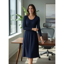 GAP Women’s Navy Blue Knit Midi Maxi Dress Size M Long Sleeve Stretch Casual