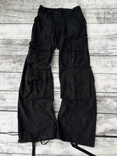 Vintage Y2K Black Cargo Pants Multi Pocket Baggy Parachute Utility Streetwear