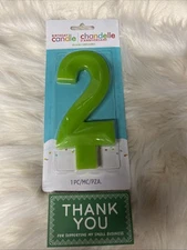 NUMBER 2 Green BIRTHDAY CANDLE AMSCAN