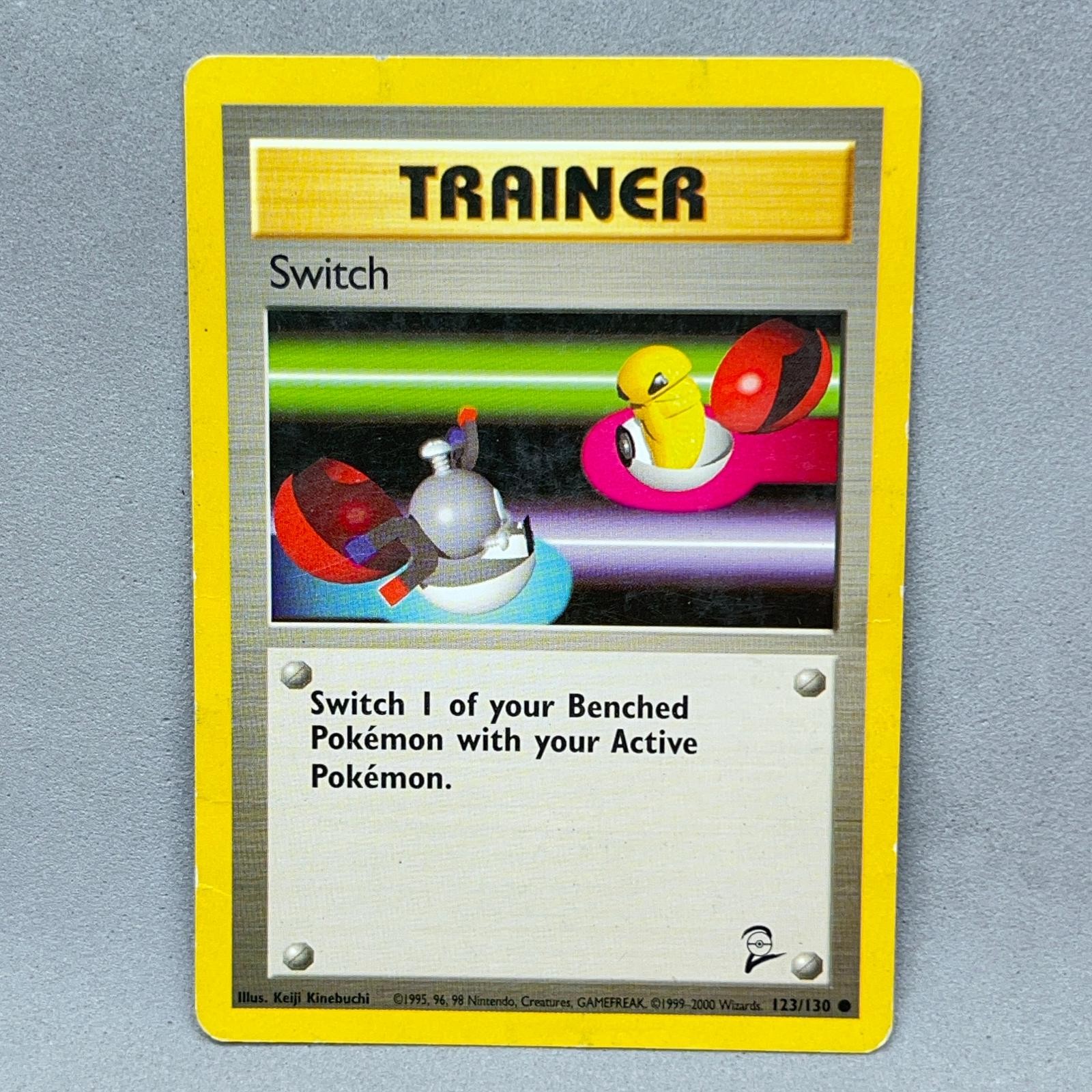 Pokemon Switch 123/130 Base Set 2 Common Trainer Card Keiji Kinebuchi 2000
