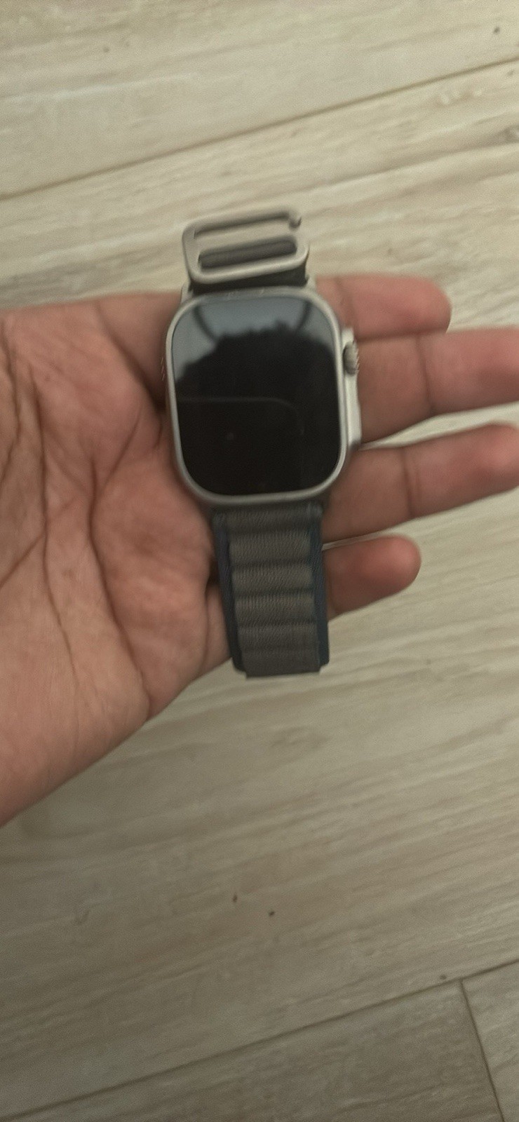 Apple Watch Ultra 49mm Titanium Silver, Gray Fabric Band, GPS, Water-Resistant