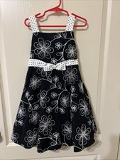 Rare Editions Sundress Girls Size 5 Black  White Dress Appliqu  Floral Pattern