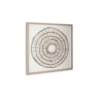 Brockham Bohemian Framed Geometric Wall Sculpture, Tan & White