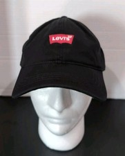 LEVI STRAUSS CLASSIC LEVI'S LOGO STRAPBACK BLACK BASEBALL HAT/CAP OSFM EUC