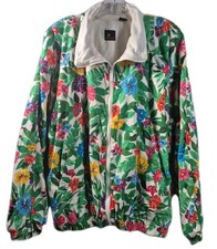 VTG Liz Sport Liz Claiborne sz Large Floral Print Full Zip Jacket Multicolor 90s