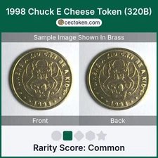 1998 Chuck E Cheese Token (320B) Brass 25mm Common