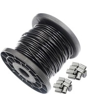 304 Stainless Steel Wire Rope Cable, Black Vinyl Coated - Outdoor Light Guide...