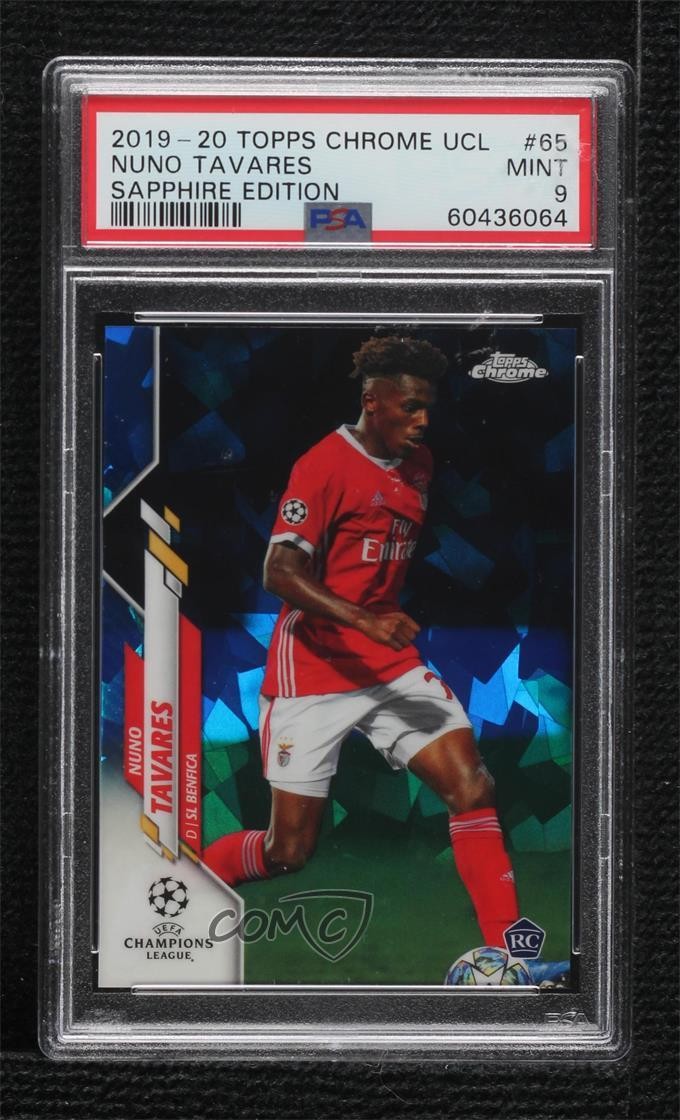 2019-20 Topps Chrome UCL Sapphire Edition Nuno Tavares PSA 9 MINT Rookie RC 0h2x