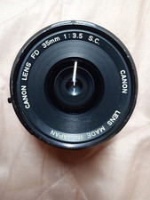 Canon FD 35mm f/3.5 S.C. Wide Angle Lens Caps Case Filter Clean Optics