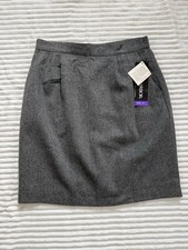 NWT Wool Blend Gray Skirt Size 16 Lined Back Slit Preppy Classic Vintage