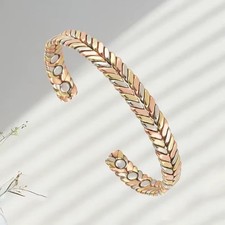 PURE Copper Magnetic Bracelet Arthritis Pain Therapy Energy Cuff Tri Color Twist