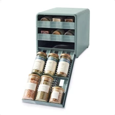 SpiceStack Adjustable Spice Rack Organizer, Pull-Down 18-Bottle Seasonings an...