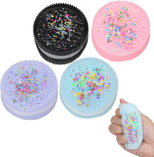 4Pcs Handmade Soft Cookie Squishy Silicone Stress Relief Squishy Toy Pink Cookie